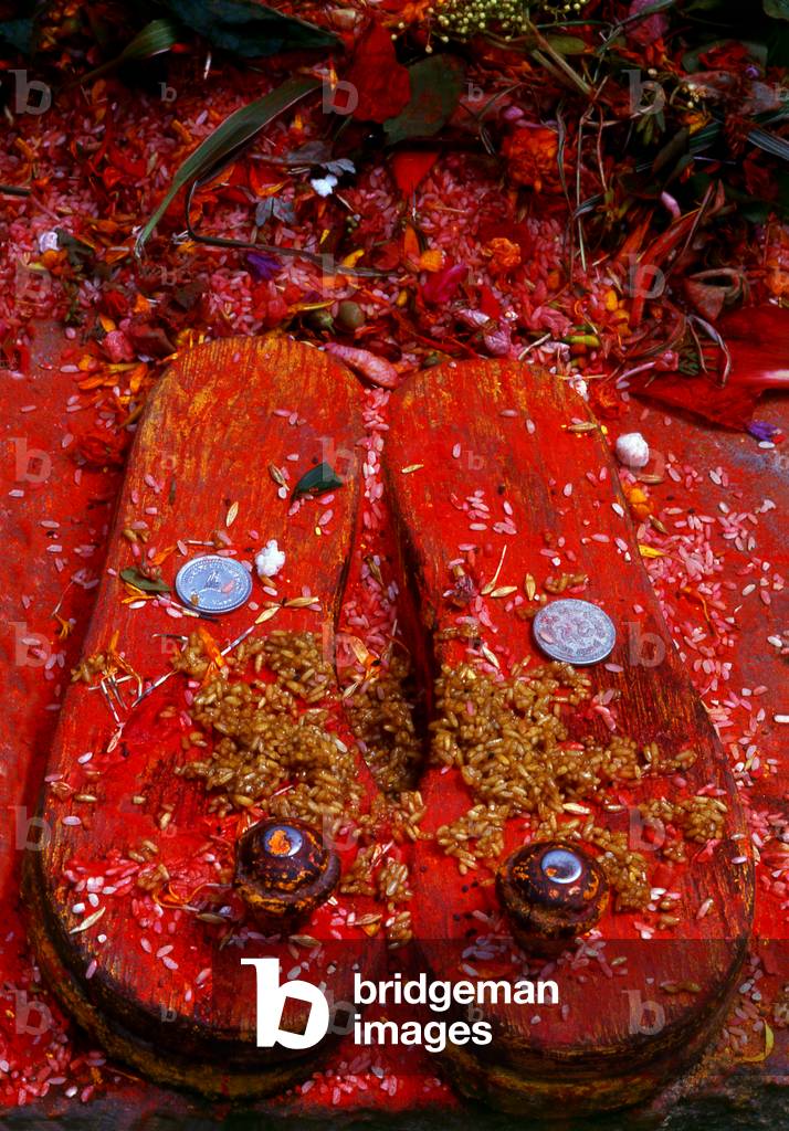 Nepal: Paduka, Vishnu's sandals, in a temple in the Kathmandu Valley