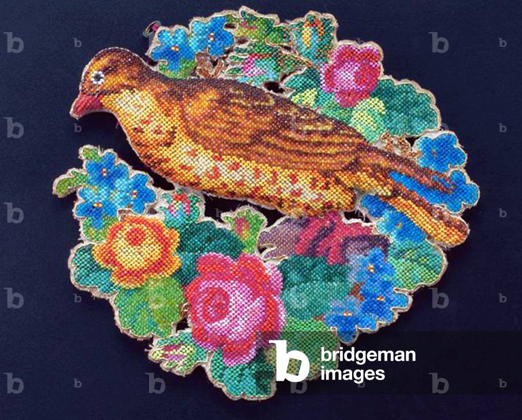 Singapore / Malaysia: Embroidered Baba-Nyonya bed motif, Peranakan community