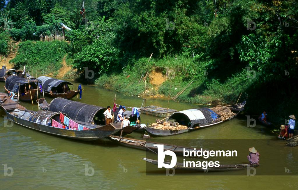 Vietnam: Small river community on a tributary of the Perfume River near Hue