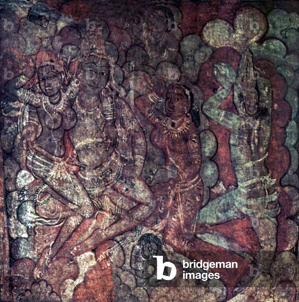 India: 'Floating Figures', mural from the Ellora Cave compled, Aurangabad, Maharasthra, c. 5th-10th centuries