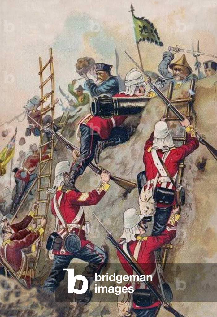 The British 67th Hampshire Regiment taking a Fort, Second Opium War, 1860 (print)
