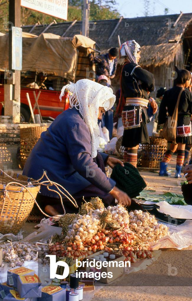 Thailand: Early morning Akha market, Doi Mae Salong, Chiang Rai Province