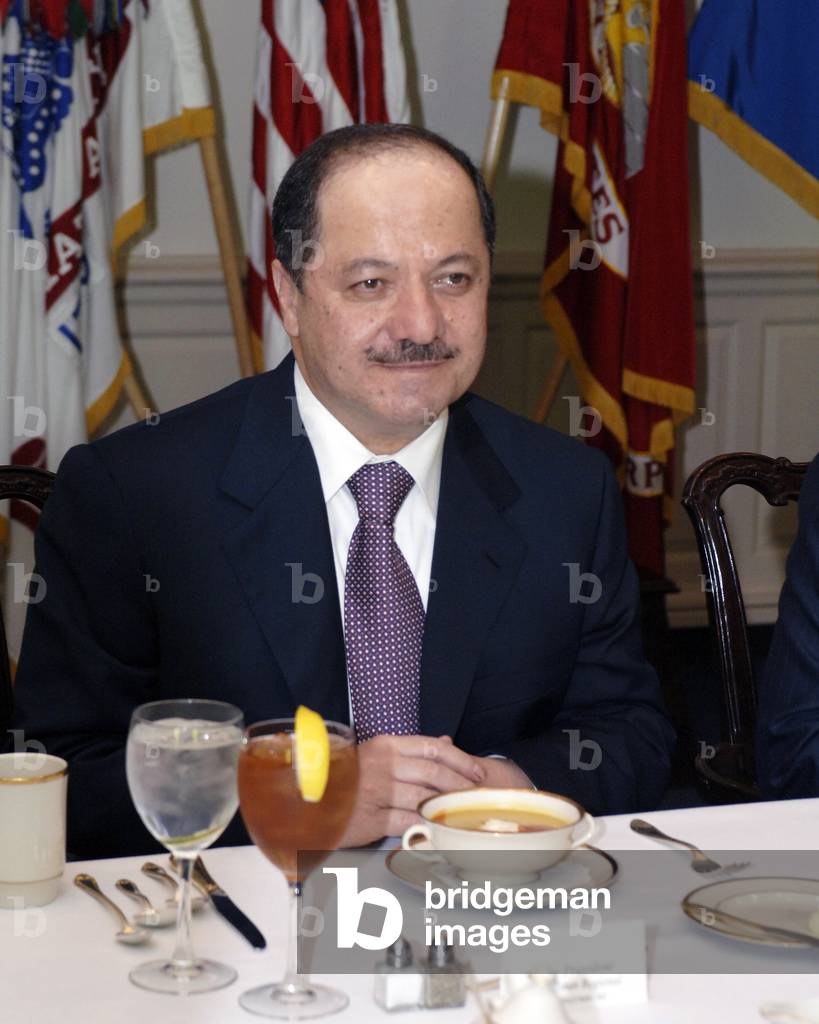 Iraq: Masoud Barzani (1946 - ), President of Iraqi Kurdistan (2005 - ),  at The Pentagon, Washington DC, 27 October 2005