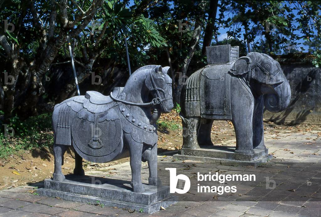 Vietnam: Guardian animal statues, Tomb of Emperor Minh Mang, Hue