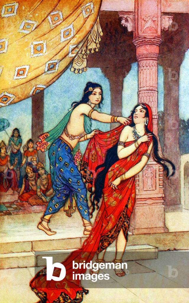 UK: 'The Ordeal of Queen Draupadi', Warwick Goble (1862-1943), 1912
