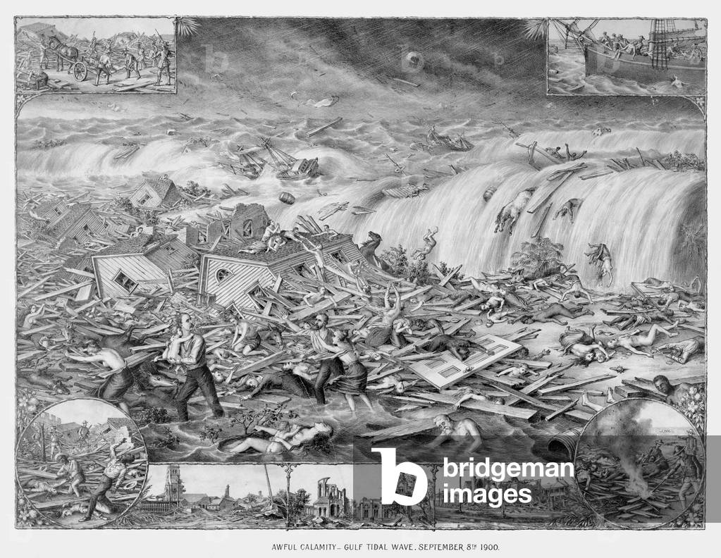 USA: 'Awful Calamity - Gulf Tidal Wave, September 8th, 1900. Kurz & Allinson, Chicago, 1900