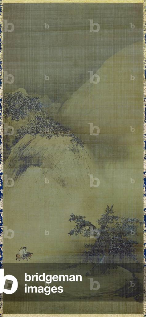 China / Japan: 'Snowy Scenery', hanging scroll, ink on silk, Liang Kai (Chinese, c. 1140 - c. 1210), Ashikaga / Muromachi Shogunate (1338 - 1573), 13th Century