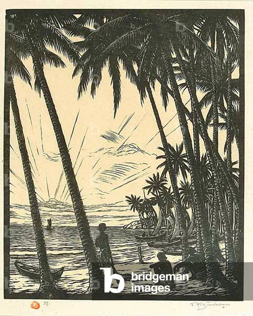 Sri Lanka: Sunset by the south coast, c.1928