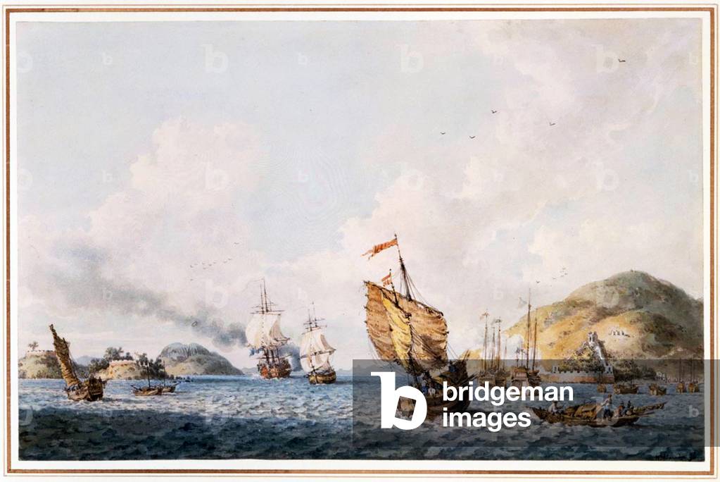 China: 'The Lion at the Bogue '. Lord Macartney's mission travelling from Canton to Macau, 1794. Painting by William Alexander (1767-1816), 1796