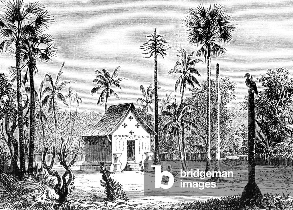 Laos: A small Buddhist pagoda in Pak Lay, illustrated by French expeditioner Louis Delaporte in 1867.