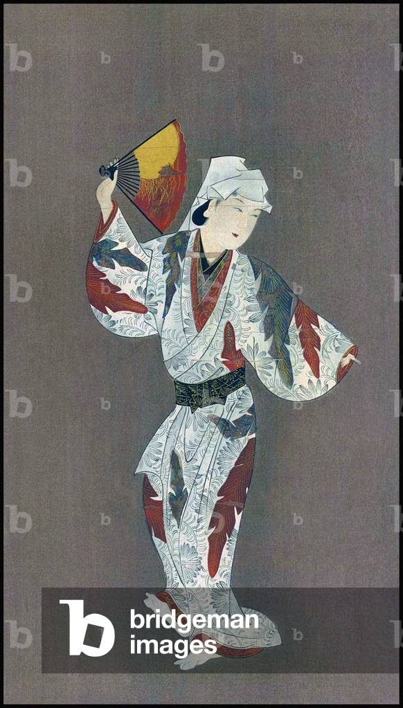 Japan: A girl dancer. Yamato-e in the style of the Tosa School, artist unknown, 17th century.