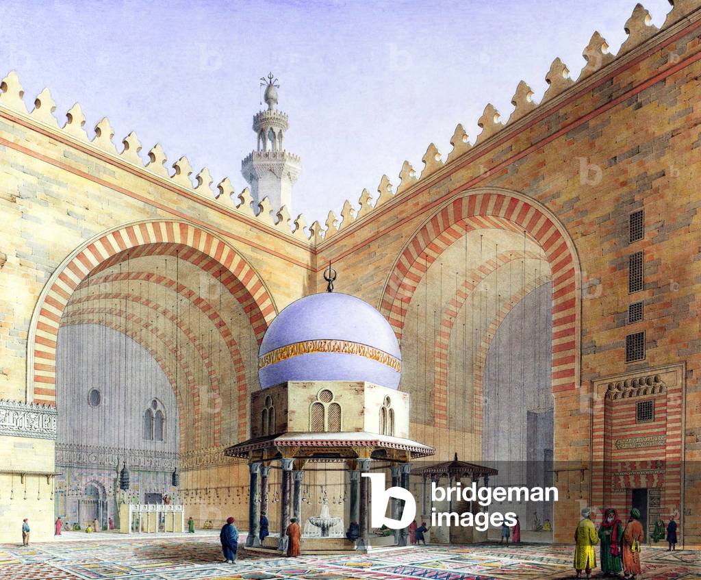 Egypt: Interior of the Mosque-Madrassa of Sultan Hassan, Cairo, Pascal Coste, c.1839