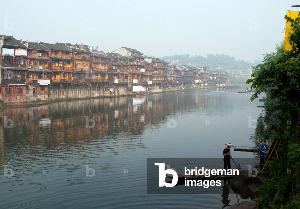 China: Early morning on Fenghuang's Tuo River, Fenghuang, Hunan Province