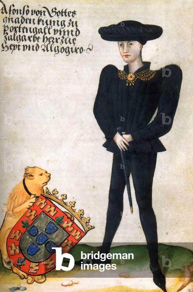 Portugal: Alfonso V (1432-1481), King of Portugal and the Algarve (r. 1438-1477; 1477-1481) aged about 25 years. Georg von Ehingen, c. 1458