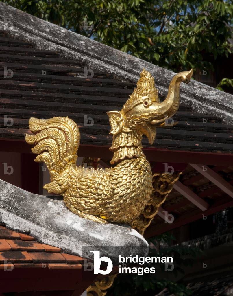 Thailand: Roof finial of a hatsadiling (half elephant, half bird), Wat Salaeng, Ban Chom Khwan, Amphoe Long, Phrae Province