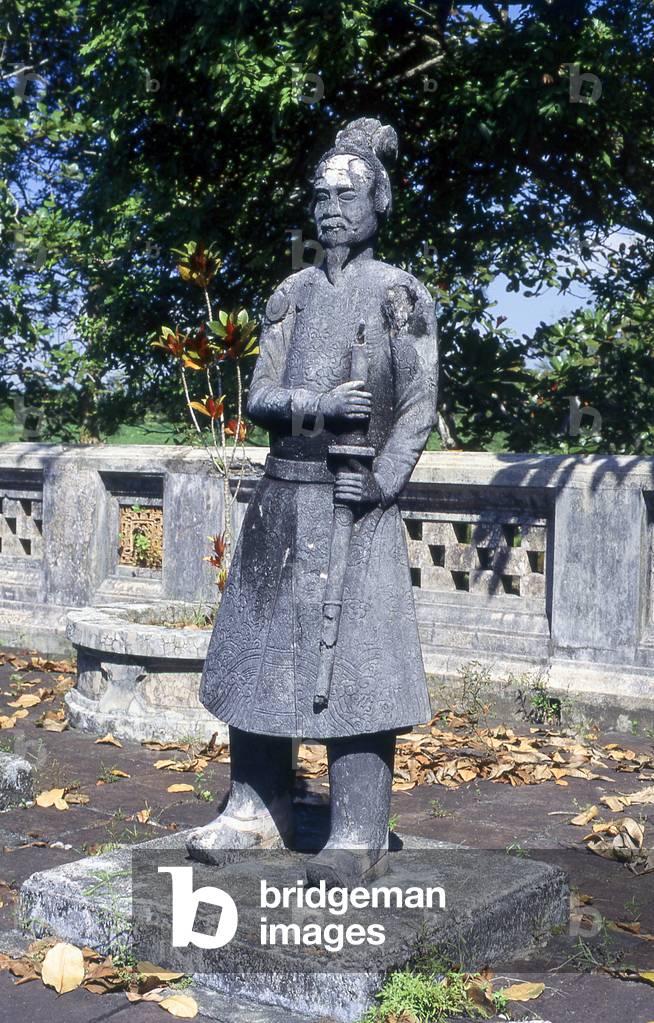Vietnam: Stone guardian statues at the Tomb of Emperor Dong Khanh, Hue