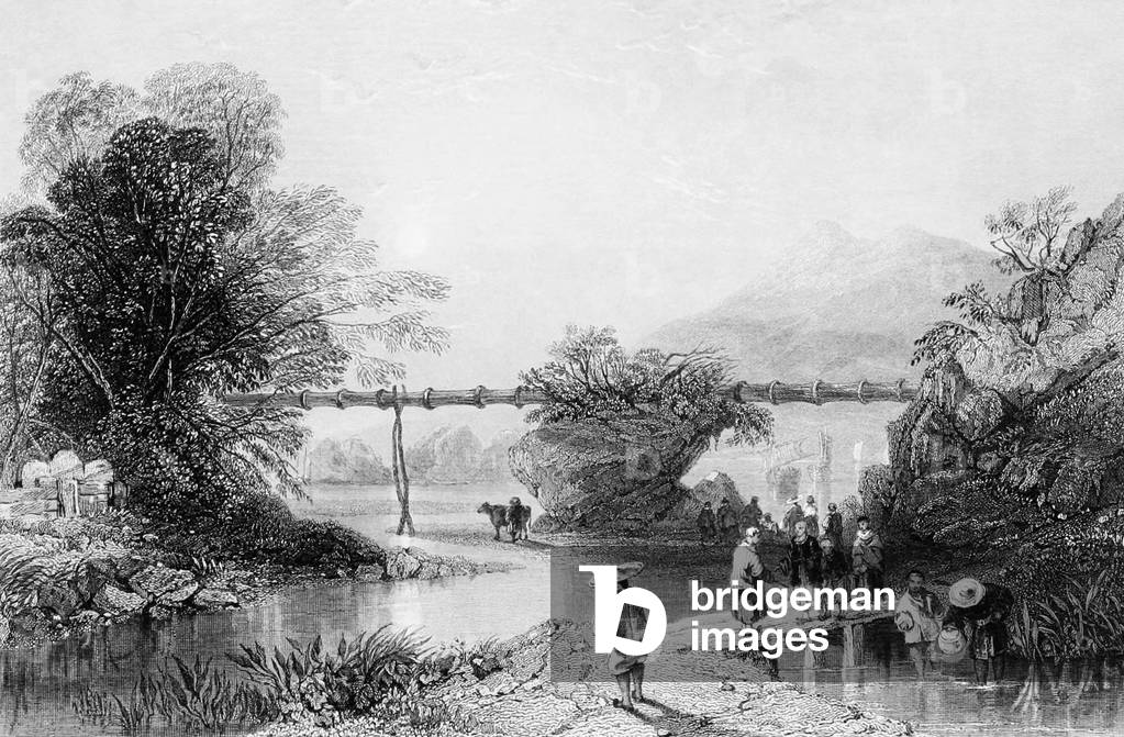 China: 'A (most unlikely) Bamboo Aqueduct at Hong Kong'. Thomas Allom, c.1845