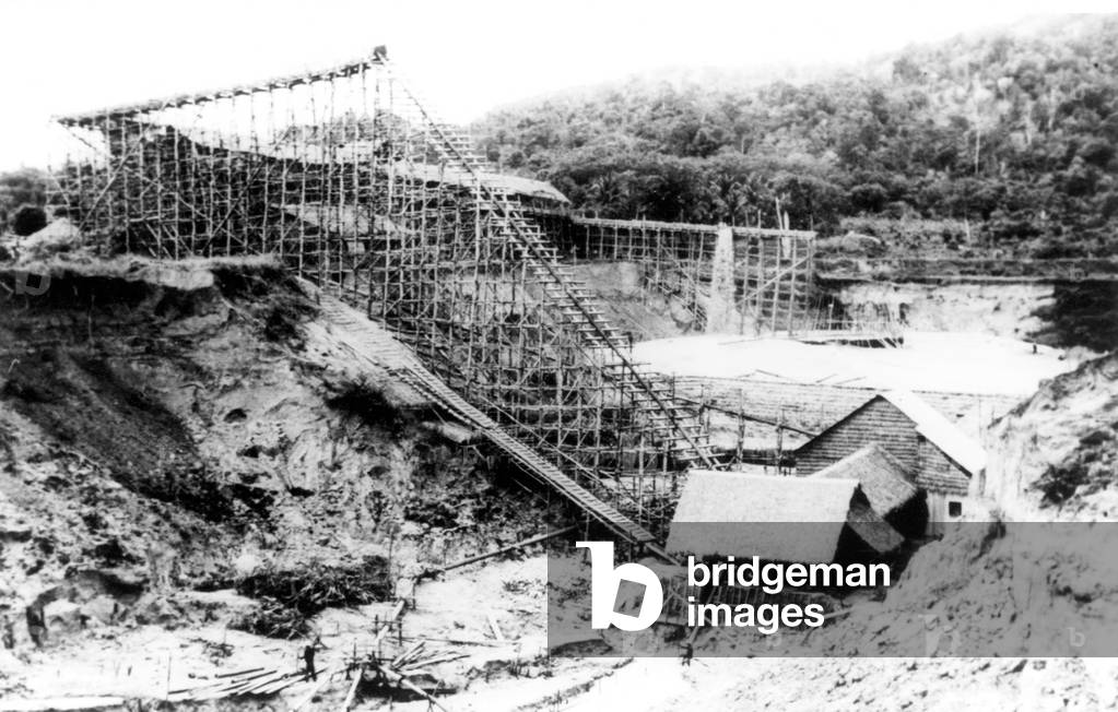 Thailand: Tin mining operation on Phuket Island at 'Muang Chik', 1957