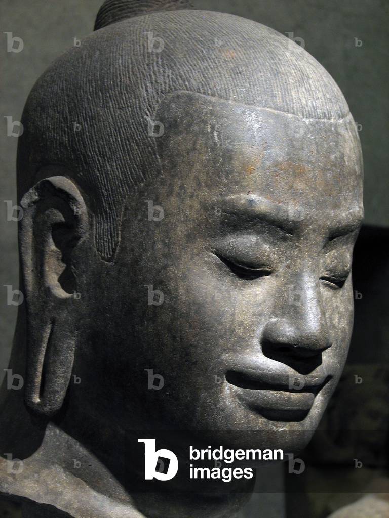 Cambodia: Head of Jayavarman VII (reigned c.1181-1215) in the Musée Guimet, Paris