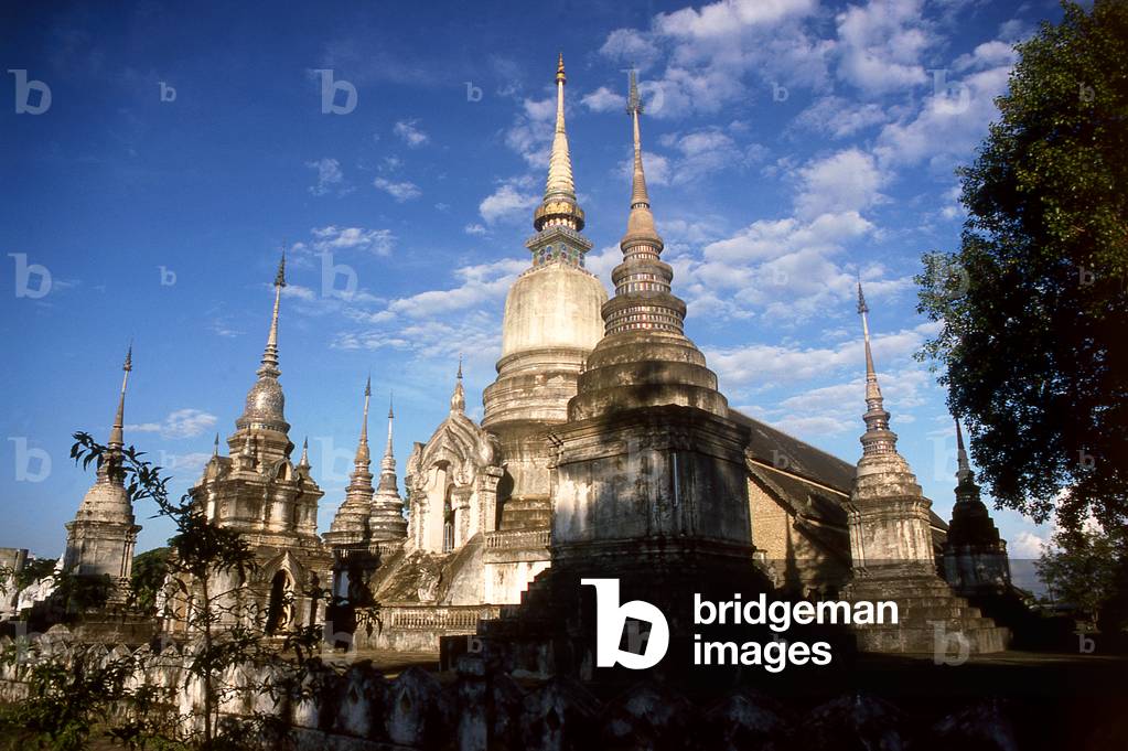Thailand: The main chedi containing a relic of the Buddha, Wat Suan Dok, Chiang Mai, northern Thailand (c. 1990)