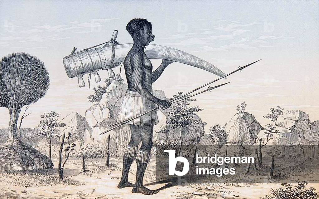 East Africa: An ivory porter, mid-19th century (print)