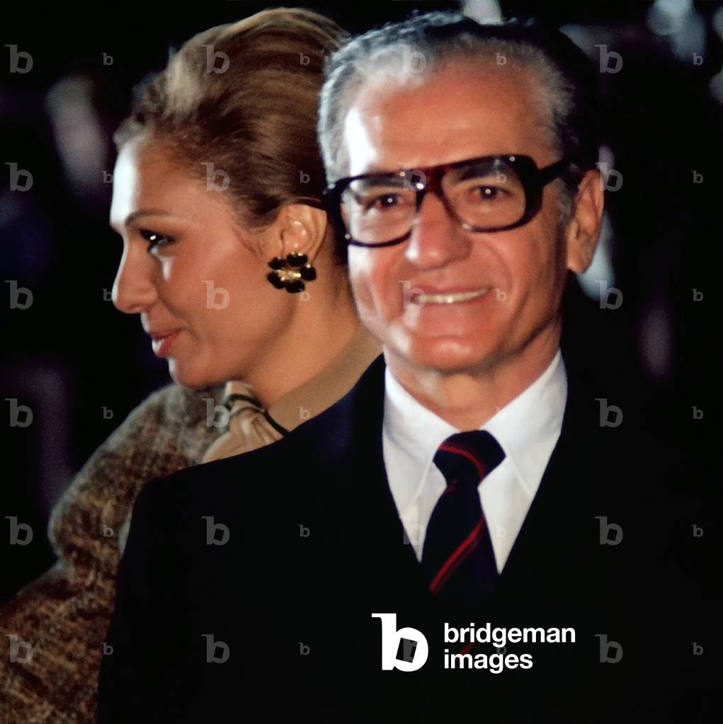 Iran / Persia: Mohammed Reza Pahlavi and his wife, Empress Farah, departing the United States after a visit on 16 November 1977