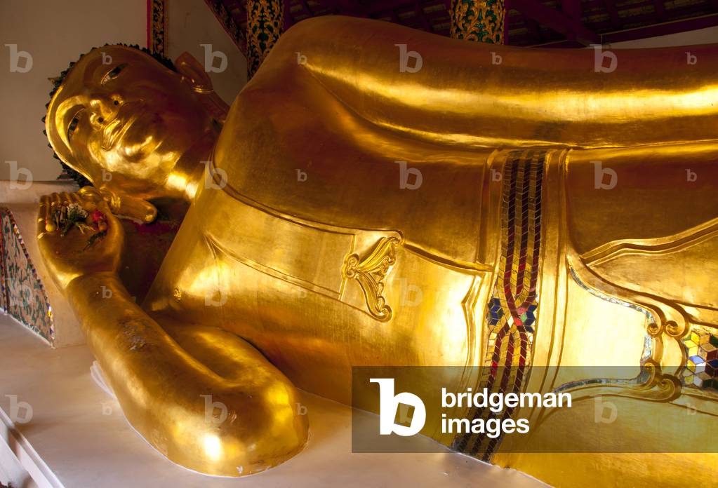 Thailand: Reclining Buddha, Wat Pong Sanuk Tai, Lampang, Lampang Province, northern Thailand