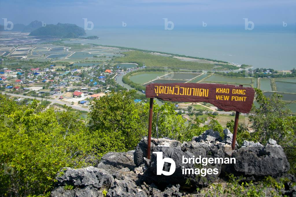 Thailand: View of Ban Khao Daeng and the surrounding countryside from the Khao Daeng viewpoint, Khao Sam Roi Yot National Park, Prachuap Khiri Khan Province