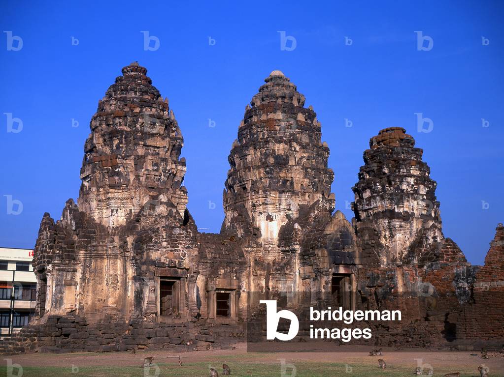 Thailand: Monkeys clamber over Prang Sam Yot (a Khmer temple), Lopburi