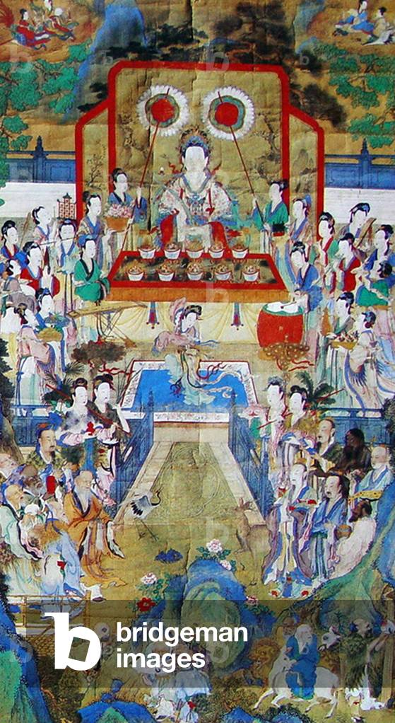 China: Xiwangmu, The Queen Mother of the West. In this painting the Queen Mother of the West celebrates her birthday.