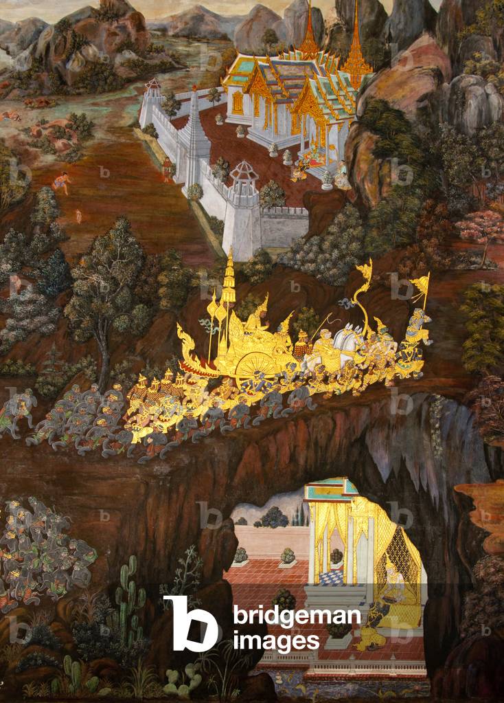 Thailand: A scene from the Ramakien (Ramayana) murals, Wat Phra Kaeo (Temple of the Emerald Buddha), Bangkok