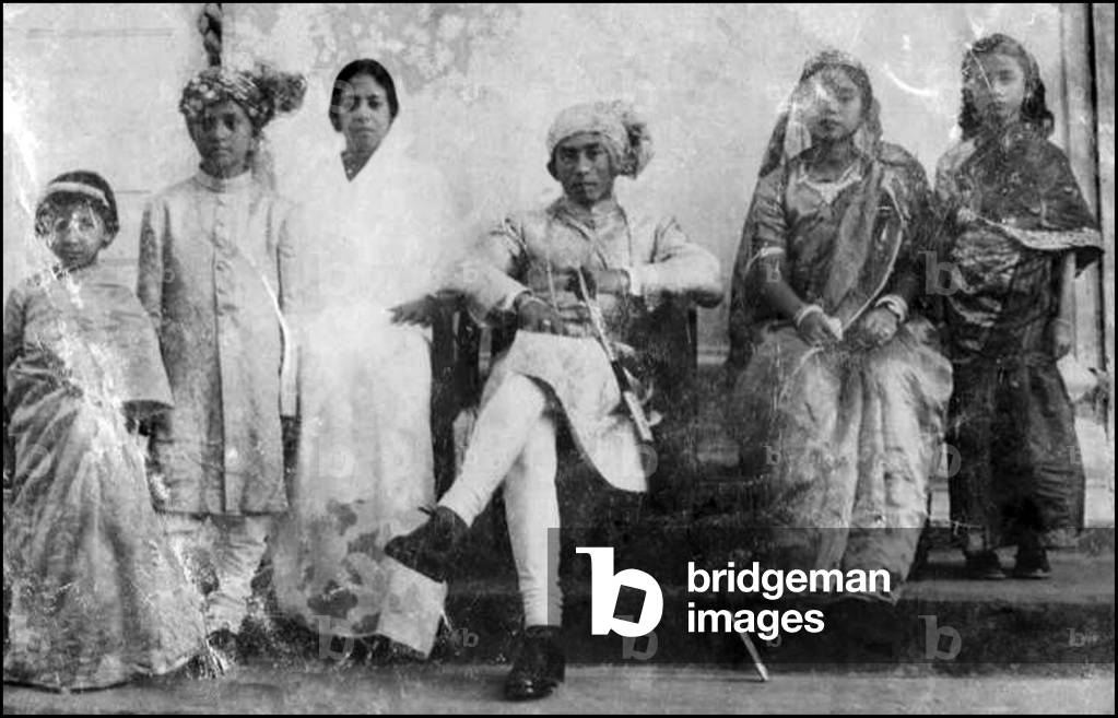 Bangladesh: Raja Tridiv Roy, hereditary king of the Chakma people, seated with other members of the royal family c.1947