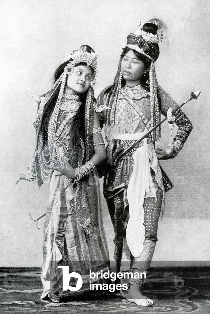 Thailand: Young actors from a stage theatre in Siam, c. 1900