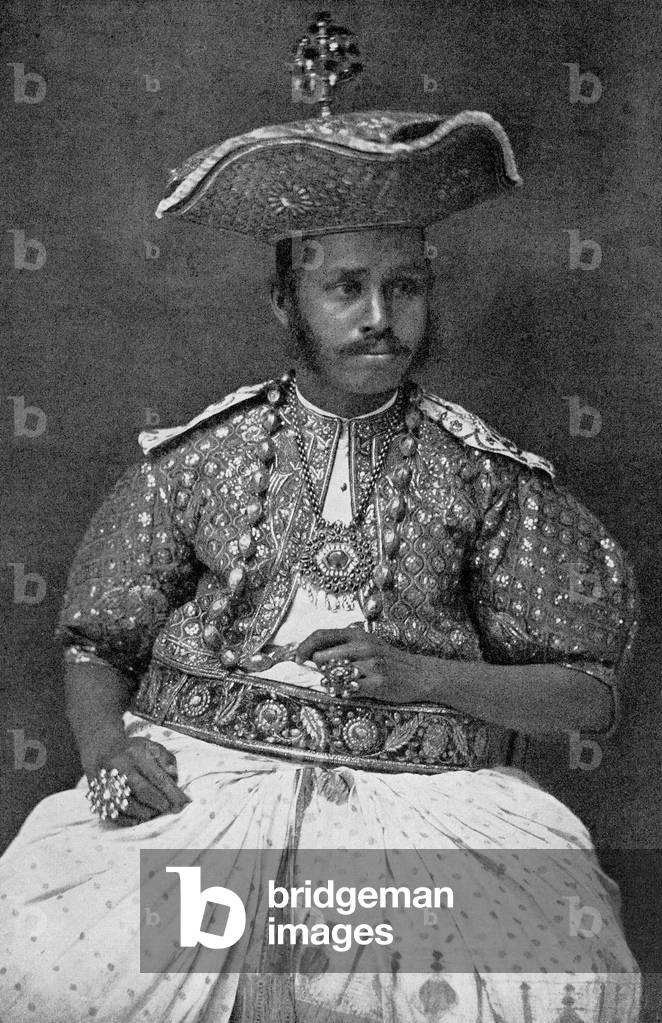 Sri Lanka: A Kandyan chief in full ceremonial attire. Photography by Ernst Haeckel, early 20th century.
