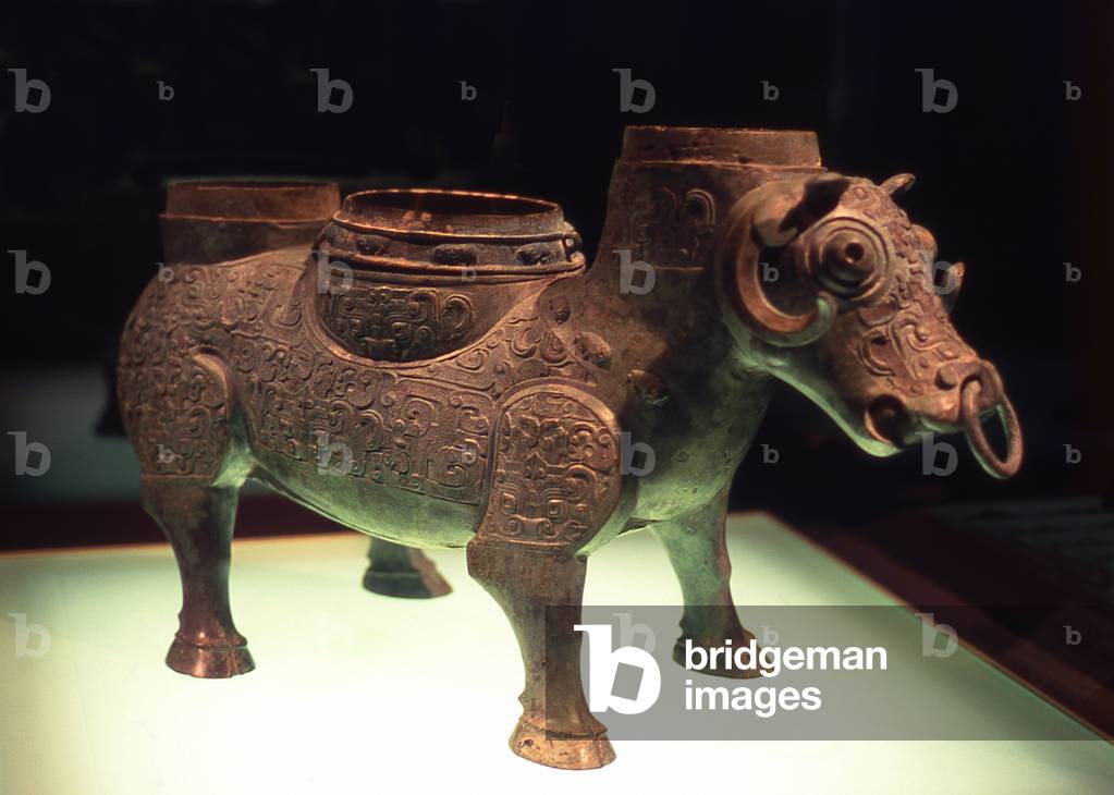 China: Ox-shaped zun (wine vessel), Spring & Autumn Period (early 6th century BCE), Zhou Dynasty (c. 1046 - 256 BCE), Shanghai Museum, Shanghai