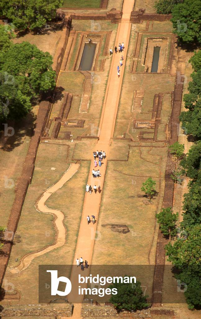 Sri Lanka: Looking down from the top of Sigiriya (Lion's Rock) on the gardens that surround Sigiriya