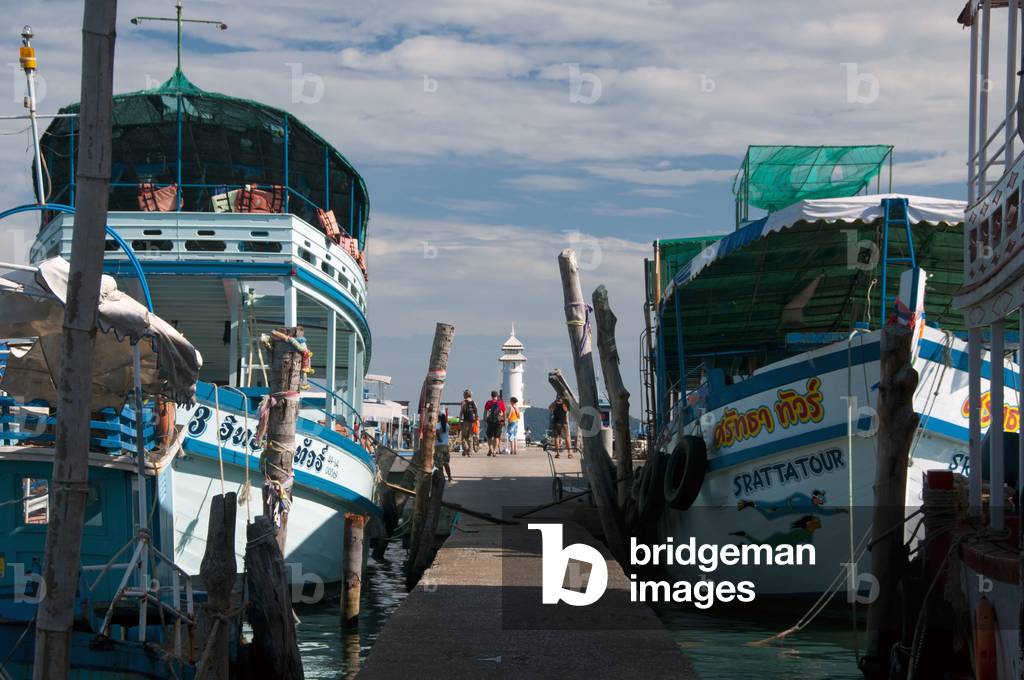 Thailand: Dive boats at the pier, Bang Bao fishing village, Ko Chang, Trat Province