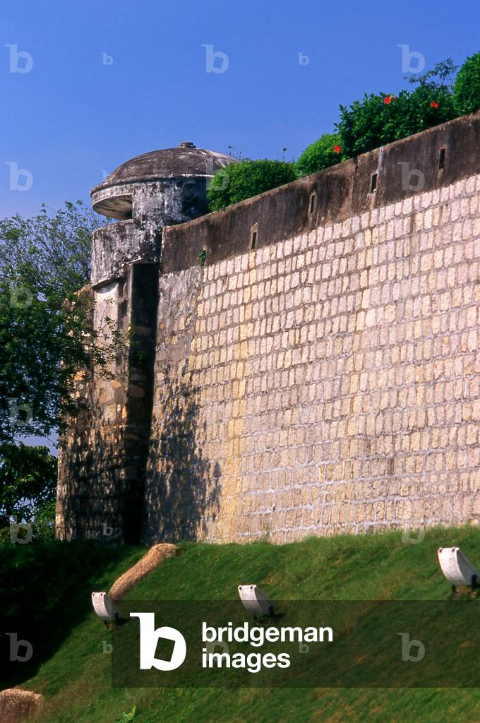 China: The walls of Guia Fortress (Fortaleza de Guia), Guia Hill, Macau