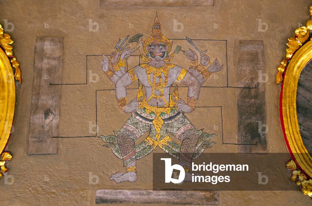 Thailand: 19th century mural painted during the reign of Rama III (1787 - 1851) in the massage pavilions, Wat Pho (Temple of the Reclining Buddha), Bangkok