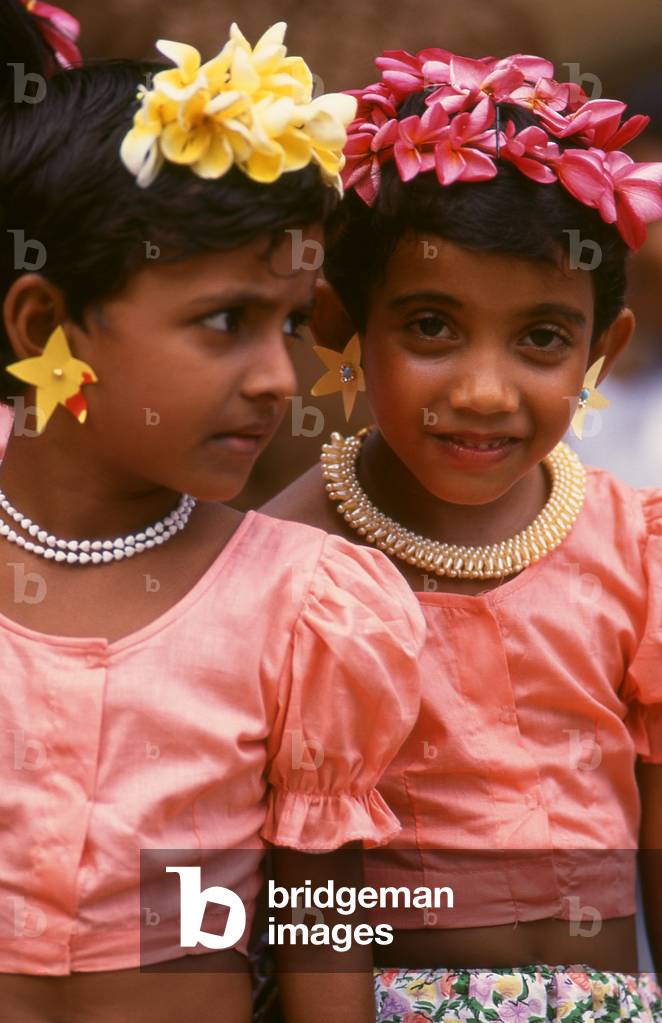 Sri Lanka: Young girls at a temple festival, Kelaniya Temple, Kelaniya, near Colombo