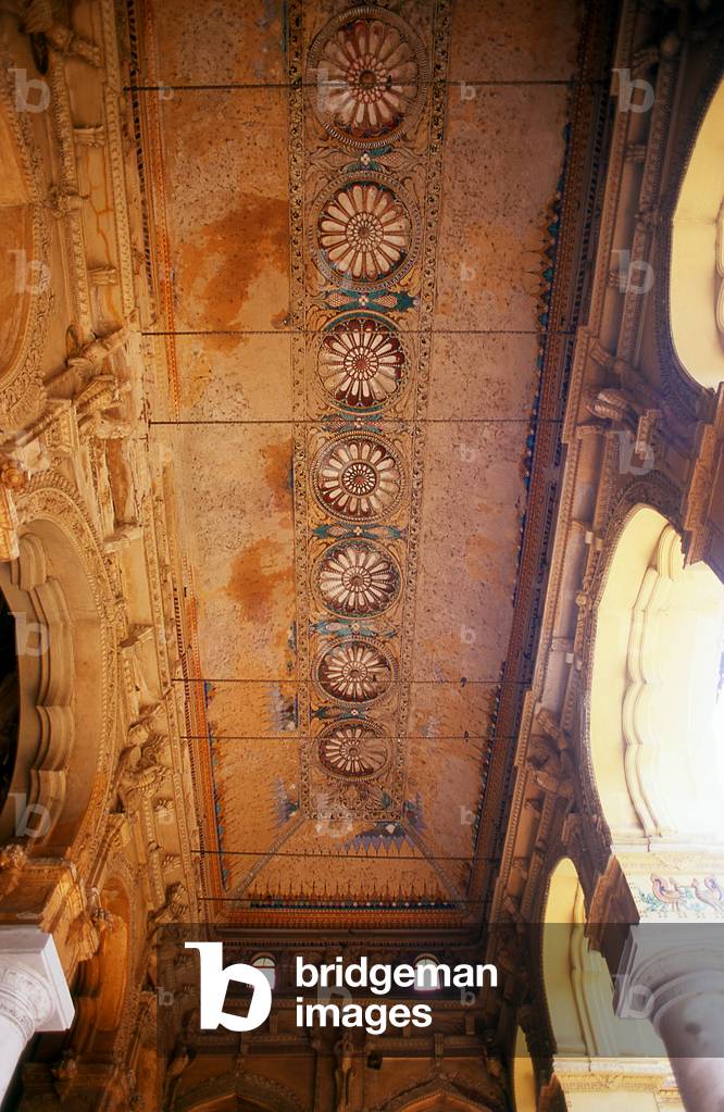 India: The interior ceiling of the Thirumalai Nayak Palace, Madurai, Tamil Nadu