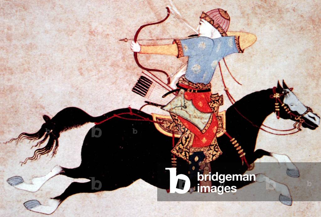Mongolia / China: A  Mongol horseman with a composite bow, c. 13th century