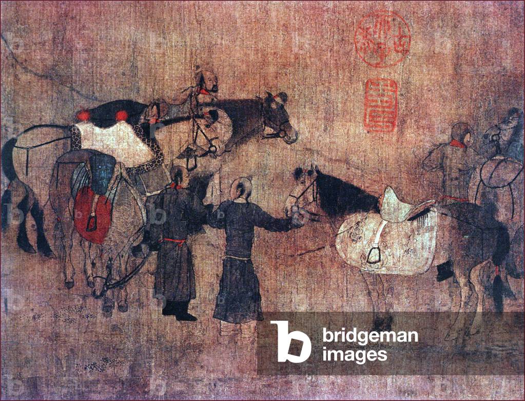 China: 'A Rest-Stop for the Khitan Khan' (left panel), Five Dynasties and Ten Kingdoms period painting (907-960 CE)