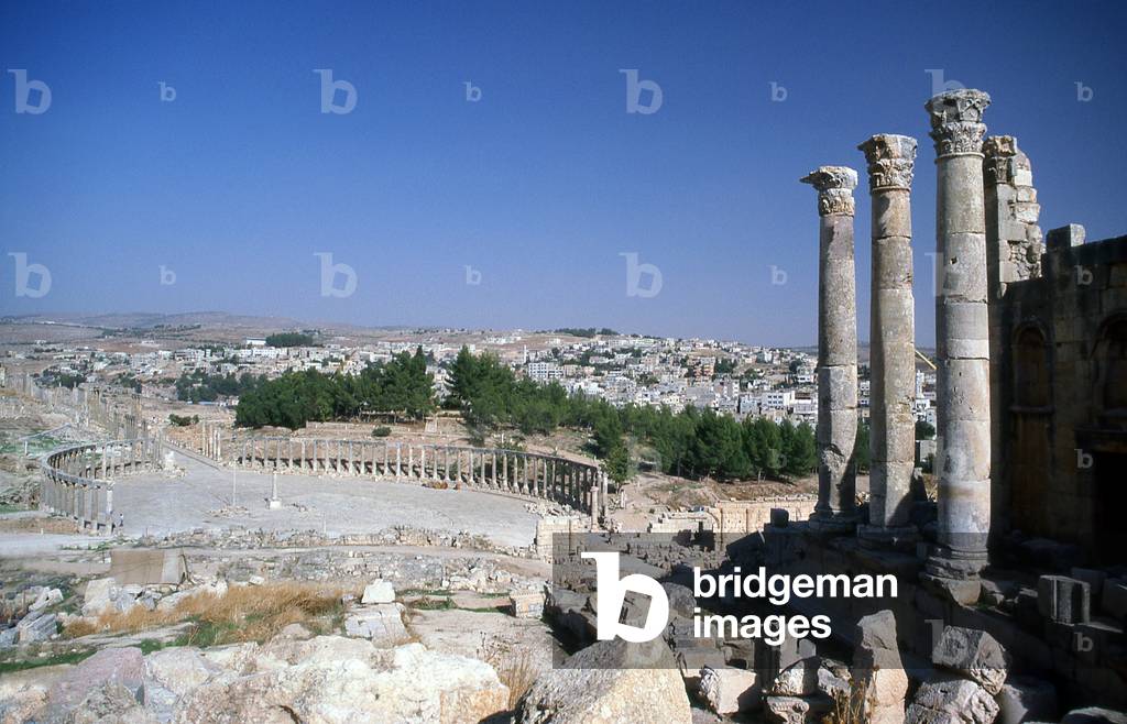 Jordan: The Temple of Zeus and the Oval Forum in the ancient Greco-Roman city of Jerash