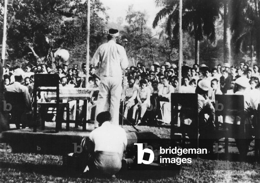 Burma / Myanmar: Peasant rally in Pyinmana in the late 1940s, Communist Party of Burma (CPB)
