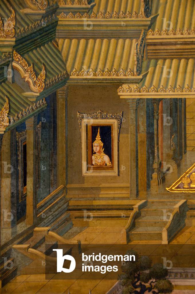 Thailand: A scene from the Ramakien (Ramayana) murals, Wat Phra Kaeo (Temple of the Emerald Buddha), Bangkok