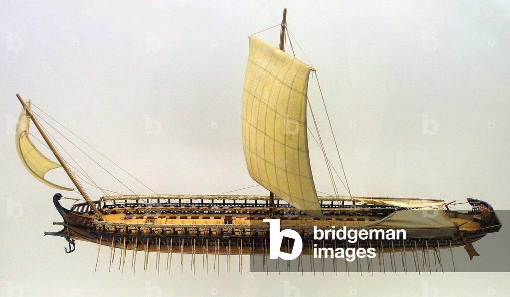 A Model of a Trireme, or Rowed Warship (mixed media)