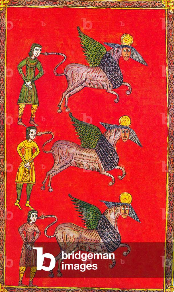 Spain: The Fifth Trumpet; the Infernal Horses. From the Beatus of El Burgo de Osma, 1086 CE