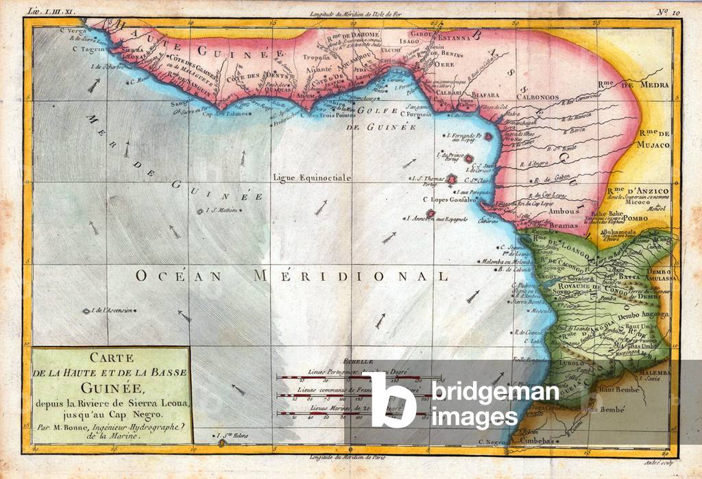 Africa: Map of West Africa (Paris, M. Bonne 1780-87).