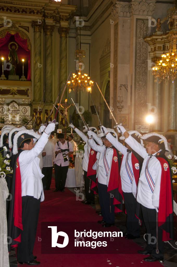 Philippines: A guard of honour at a wedding in San Agustin (St. Augustine) Church, Intramuros, Manila